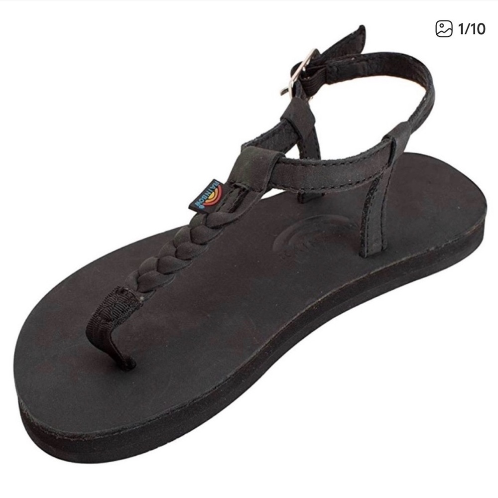 Rainbow kids Black Braided Kids Sandals